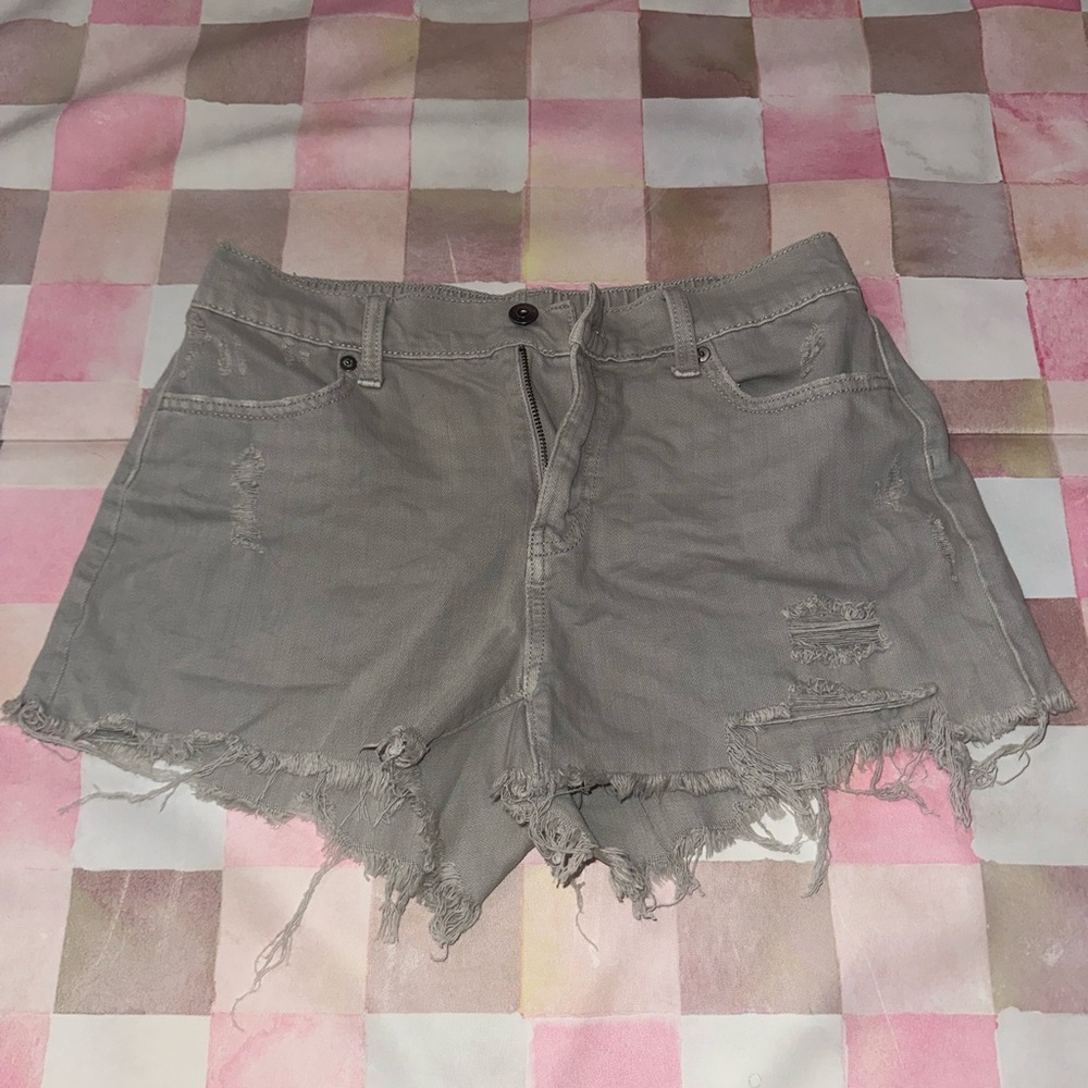 Aerie Frayed Hem Grey Jean Shorts